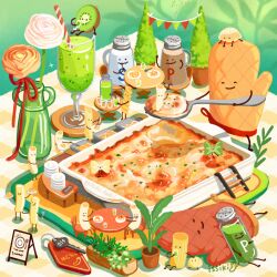 artist_name bottle bread cup drinking_glass drinking_straw flower food food_focus issiki_toaki jar no_humans original pizza plant plate potted_plant ribbon rose spoon table tree white_flower