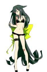 1girl gatchaman_crowds green_hair groin lowleg miya_utsutsu navel tagme