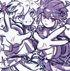 Rule 34 | 2boys, ahoge, blue eyes, dark pit, drawn heart, drawn star, grin, heart, highres, kid icarus, kid icarus uprising, ko iwari ngo, male focus, multiple boys, nintendo, partially colored, pit (kid icarus), scarf, sidelocks, sketch, smile, spiked hair, tongue, tongue out, v, v-shaped eyebrows
