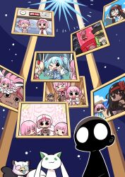 Rule 34 | 6+girls, :3, a-q (madoka magica), akemi homura, akuma homura, alina gray, arms up, ayano rika, chibi, clock, commentary request, highres, in test tube, infinite iroha, iolite link, kaname madoka, magia record: mahou shoujo madoka magica gaiden, magical girl, mahou shoujo madoka magica, mahou shoujo madoka magica magia exedra, minami rena, mitsuki felicia, multiple girls, namae (magia exedra), nighthawk (madoka magica), painting (object), papa (shimeguru) (style), sitting, space, tachibanai, tamaki iroha, thumbs up, ultimate madoka