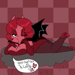 1girl bat_wings breasts candice_(sweetiesenpai2) cape glass highres large_breasts leotard original pantyhose pizza_tower plump red_eyes red_hair red_lips relaxing short_hair sweetiesenpai2 vampire vampire_costume wings
