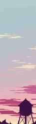 cloud commentary english_commentary gradient_sky green_sky grey_sky horizon mellific morning multicolored_clouds no_humans original outdoors pastel_colors pink_clouds pink_sky scenery silhouette sky sky_focus sunrise tree water_tower yellow_clouds yellow_sky