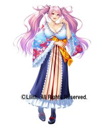 1girl breasts felicia_(taimanin_kurenai) highres japanese_clothes kimono large_breasts lilith-soft long_hair long_twintails looking_at_viewer open_mouth taimanin_(series) taimanin_rpgx very_long_hair zol