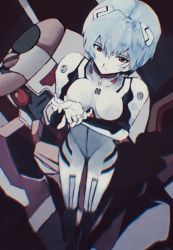 aged_down ayanami_rei blue_hair breasts eva_00 mecha mecha_pilot_suit neon_genesis_evangelion plugsuit_(evangelion) red_eyes robot tagme