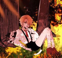 1960s_(style) 1970s_(style) 1boy aged_down animal bad_id bad_pixiv_id bishounen black_shorts blonde_hair danny_(jojo) dio_brando dog forest heart jojo_no_kimyou_na_bouken male_focus nature oldschool phantom_blood retro_artstyle shirt short_shorts shorts solo tree