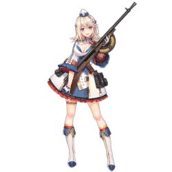 1girl :d automatic_rifle blonde_hair blue_hair boots breasts chauchat chauchat_(girls&#039;_frontline) cleavage criin_(659503) dress female_focus flipped_hair full_body girls&#039;_frontline gloves gun hair_between_eyes hair_ornament hat holding holding_gun holding_weapon jacket knee_boots large_breasts light_machine_gun long_hair looking_at_viewer machine_gun mini_hat multicolored_boots multicolored_dress multicolored_hair multicolored_jacket official_art open_mouth pouch purple_eyes red_hair rifle shrug_(clothing) sidelocks smile solo transparent_background watermark weapon white_gloves wide_sleeves