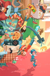 1up 3girls 6+boys arm_support artist_collaboration bacon bed bomb bread bread_slice cat cellphone character_request dean_trippe death explosive food frying_pan goggles guitar high_heels innertube instrument jam jemma_salume julie_powers katamari katamari_damacy kim_pine knife knives_chau mario_(series) multiple_boys multiple_girls mushroom nintendo parody phone pizza pole ramona_flowers refrigerator roller_skates rug ruupes sack scarf scott_pilgrim scott_pilgrim_(comics) scott_pilgrim_(series) shadow sharp_teeth shirt shoes skates star_(symbol) stephen_stills striped_clothes striped_scarf sun super_mario_bros._1 super_mushroom swim_ring t-shirt teeth the_wizard_of_oz toast traffic_light vegan_police wallace_wells wicked_witch_of_the_east