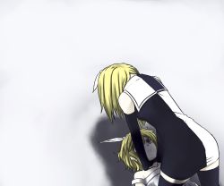 2girls asphyxiation blonde_hair dual_persona haruichi_(komikal) kagamine_rin kagamine_rin_(roshin_yuukai) meltdown multiple_girls roshin_yuukai_(vocaloid) short_hair strangling time_paradox vocaloid