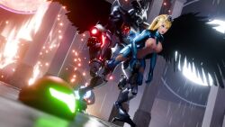 1boy 1girl 3d amateurthrowaway animated blonde_hair blue_eyes bouncing_breasts breasts breasts_out chozo father_and_daughter gun hairdressing helmet highres incest interspecies large_breasts lips metroid metroid_dread nintendo nipples open_mouth ponytail rape raven_beak_(metroid) samus_aran sex sex_from_behind sound torn_clothes video weapon wings