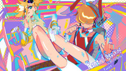 Rule 34 | absurdres, animal ears, brief (psg), dress, driving, earrings, elbow gloves, eyewear on head, feather boa, gloves, gun, hair between eyes, hair ornament, headphones, highres, holding, holding gun, holding weapon, hoop earrings, jewelry, leotard, multiple rings, panty &amp; stocking with garterbelt, panty (psg), playboy bunny, qishirenzhenhua, rabbit ears, rabbit hair ornament, ring, see-through (psg), weapon, white dress