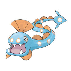 animal_focus full_body gen_3_pokemon huntail nintendo no_humans official_art open_mouth pokemon pokemon_(creature) pokemon_focus pokemon_rse sharp_teeth simple_background solo sugimori_ken teeth third-party_source white_background