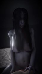 1boy 1girl 3d animated black_hair black_nails bouncing_breasts breasts completely_nude cowgirl_position ghost ghost_girl girl_on_top hair_over_eyes hand_on_chest hetero large_breasts lazyprocrastinator long_hair moaning nail_polish navel nipples nude open_mouth pale_skin pov riding sex sound straddling television the_ring vaginal video yamamura_sadako
