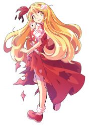 1girl alphes_(style) back_bow blonde_hair bow cat commentary_request dairi ellen_(touhou) from_side full_body hair_ribbon hairband large_variant_set long_hair open_mouth parody pet puffy_short_sleeves puffy_sleeves red_bow red_hairband red_ribbon red_shoes red_skirt red_vest ribbon shirt shoes short_sleeves simple_background skirt socks sokrates_(touhou) solo style_parody tachi-e tearing_up torn_clothes torn_skirt torn_sleeves torn_vest touhou touhou_(pc-98) transparent_background variant_set vest white_cat white_shirt white_socks yellow_eyes