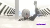 1girl 20s 2b_(nier:automata) 3d android animated arm_up artist_name audible_music bad_link black_dress black_gloves blender_(medium) blindfold breasts container cum cum_bath cum_in_container cum_on_body cum_on_breasts cum_on_hair cum_on_lower_body cum_on_stomach cum_on_upper_body derivative_work dress excessive_cum facial feather-trimmed_sleeves feather_trim feathers female_focus gloves hand_gesture highres interior juliet_sleeves long_sleeves multicolored_gloves nier:automata nier_(series) opiumud parody platinumgames puffy_sleeves short_hair sinking solo sound square_enix terminator_(series) terminator_2:_judgment_day thumbs_up uncensored video white_gloves white_hair
