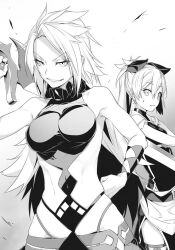 2girls ashuna_grisarika character_request lowleg monochrome multiple_girls shokei_shoujo_no_virgin_road smile tagme