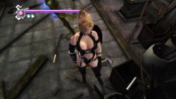 1girl 3d animated blonde_hair blue_eyes bouncing_breasts breasts cleavage game_screenshot highres large_breasts ninja_gaiden rachel_(ninja_gaiden) video
