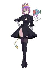 1girl 2b_(nier:automata) 2b_(nier:automata)_(cosplay) :| absurdres ahoge aurix_&quot;rixxy&quot;_brightful black_boots black_dress black_gloves black_thighhighs blonde_hair boots cleavage_cutout closed_mouth clothing_cutout commentary commission cosplay dr._fish_(aurix_&quot;rixxy&quot;_brightful) dress english_commentary facial_mark full_body gloves hand_on_own_hip heart heart_facial_mark highres jitome long_sleeves multicolored_hair nexas_(vtuber) nier:automata nier_(series) not_reyy pink_hair simple_background star_(symbol) star_facial_mark streaked_hair thigh_boots thighhighs virtual_youtuber white_background