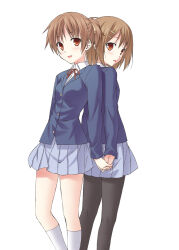 2girls black_pantyhose brown_hair hirasawa_ui hirasawa_yui k-on! multiple_girls pantyhose siblings sisters
