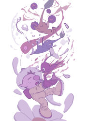 1boy air_bubble arms_behind_back backpack bad_tag bag big_nose black_eyes blue_pikmin blue_skin bomb_rock brown_hair bubble bud closed_eyes colored_skin crossed_legs falling flower gloves helmet highres imminent_hug male_focus nintendo no_mouth olimar outstretched_arms outstretched_leg petals pikmin_(creature) pikmin_(series) pikmin_1 pointy_ears pointy_nose radio_antenna reaching red_bag red_gloves red_pikmin red_skin short_hair simple_background space_helmet spacesuit surprised sweatdrop triangle_mouth very_short_hair water_drop white_background white_flower yellow_pikmin yellow_skin yu_pikmin