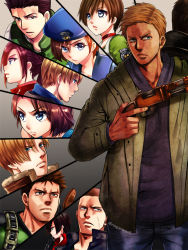 Rule 34 | ada wong, beard, blonde hair, bob cut, brown hair, chris redfield, claire redfield, dress, ethan winters, facial hair, gun, handgun, holster, jake muller, jill valentine, leon s. kennedy, male focus, multiple boys, nagare, pistol, rebecca chambers, red dress, resident evil, resident evil 0, resident evil 1, resident evil 2, resident evil 3: nemesis, resident evil 4, resident evil 5, resident evil 6, resident evil 7: biohazard, resident evil village, shoulder holster, weapon