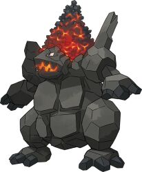Rule 34 | artist request, coal, coalossal, full body, gen 8 pokemon, glowing hot, glowing mouth, nintendo, no humans, official art, open mouth, pokemon, pokemon (creature), pokemon focus, pokemon swsh, solo, standing, third-party source, transparent background