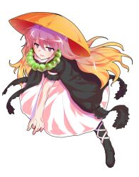 1girl ajirogasa alphes_(style) blonde_hair dairi dress full_body gradient_hair hat hijiri_byakuren long_hair multicolored_hair open_mouth parody puffy_short_sleeves puffy_sleeves purple_eyes purple_hair short_sleeves simple_background solo style_parody tachi-e tears touhou transparent_background white_dress