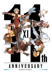 Rule 34 | 5girls, afumau (final fantasy), anniversary, arciela v adoulin, bare shoulders, black boots, black gloves, black pants, black pantyhose, black shorts, blonde hair, blue eyes, blue headband, bodysuit, boots, bracelet, breasts, brown hair, capri pants, commentary, cropped jacket, dancer (final fantasy), dark-skinned female, dark skin, detached sleeves, earmuffs, earrings, elf, elvaan, final fantasy, final fantasy xi, fingerless gloves, gloves, gold bracelet, gold earrings, gold trim, grey hair, headband, highres, hume, jacket, jewelry, lilisette, lion (ff11), long hair, long sleeves, medium breasts, moogle, multiple girls, naora yusuke, official art, open clothes, open jacket, pants, pantyhose, pointy ears, prishe, purple eyes, purple hair, red bodysuit, red hair, red sleeves, second-party source, short hair, shorts, simple background, smile, star (symbol), star earrings, thigh boots, white background, white jacket, white pants