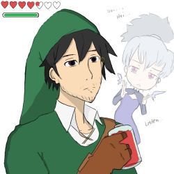 1boy 1girl 4chan cosplay darker_than_black drawfag hei_(darker_than_black) link link_(cosplay) navi navi_(cosplay) nintendo parody the_legend_of_zelda yin_(darker_than_black)
