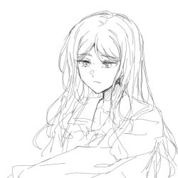 1girl bang_dream! bang_dream!_it&#039;s_mygo!!!!! chinese_commentary commentary_request greyscale highres long_hair long_sleeves monochrome muonrei00 nagasaki_soyo parted_lips sailor_collar school_uniform solo tsukinomori_school_uniform upper_body