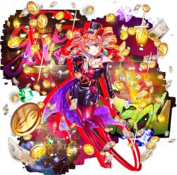Rule 34 | 1girl, alternate costume, banknote, belt, black choker, black hat, black jacket, black skirt, blue gemstone, blurry, bow, bracelet, breasts, cape, choker, cleavage, closed mouth, coin, collarbone, depth of field, dollar bill, drill hair, earrings, eyewear on head, full body, game cg, gem, gold coin, graffiti, green gemstone, hand on own hip, hat, hat bow, heart, highres, holding, holding whip, jacket, jewelry, long sleeves, looking at viewer, money, necklace, official art, open clothes, open jacket, orange-tinted eyewear, orange eyes, orange hair, pantyhose, pendant, purple cape, purple gemstone, red cape, red pantyhose, ring, rotte (1109), silhouette, skirt, smile, solo, sparkle, tag, third-party source, tinted eyewear, top hat, touhou, touhou lostword, transparent background, twin drills, v-shaped eyebrows, white bow, yorigami jo&#039;on, yorigami jo&#039;on (pestilent phantom thief joon), zipper, zipper pull tab