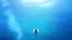 10s 1girl 2012 animated animated_gif arm_tattoo bikini breasts brown_eyes close-up female_focus large_breasts long_hair nami_(one_piece) ocean one_piece one_piece_special:_glorious_island orange_hair solo swimming swimsuit tagme tattoo underwater water wet wet_hair