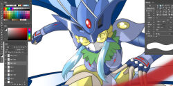 1girl armor armored_gloves armored_leotard breasts butterfly_wings cosplay covered_mouth crossover digimon digimon_(creature) female_focus fur_collar gloves helmet hudiemon insect_wings leotard looking_at_viewer mask medium_breasts mega_man_(series) mega_man_x_(series) mouth_mask ph6xeivbgpimggg running running_towards_viewer skirt solo solo_focus tinted_eyewear wings yellow-tinted_eyewear