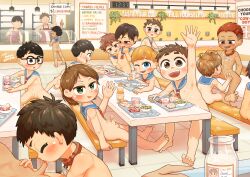 2022 6+boys absurdres ass cafeteria cum cum_on_food erection fellatio group_sex highres male_focus multiple_boys nude oral orgy original penis school sex shota shota_on_shota testicles toxyz uncensored yaoi
