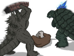 ape crossover crystal deen5822 dinosaur engi_(animation_studio) gamera gamera_(series) gamera_-rebirth- giant giant_monster godzilla godzilla_(series) godzilla_minus_one godzilla_vs._kong godzilla_x_kong:_the_new_empire gorilla highres kadokawa kaiju king_kong king_kong_(series) legendary_pictures monster monsterverse multiple_crossover no_humans rock sea_monster shadow sharp_teeth simple_background spikes tail teeth toho train turtle tusks white_background