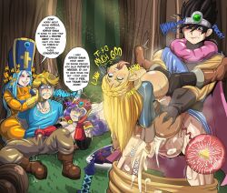 black_hair blue_hair clenched_teeth crossover cum cum_in_pussy cum_overflow defeat dragon_quest dragon_quest_iii fertilization forced_to_watch forest hero_(dq3) impregnation insult link loonyjams nature nintendo outdoors ovum priest_(dq3) princess_zelda purple_hair rape sex shield small_penis speech_bubble sperm_cell sword taunting teeth the_legend_of_zelda the_legend_of_zelda:_breath_of_the_wild tongue tongue_out unwanted_creampie unwanted_impregnation warrior_(dq3) weapon