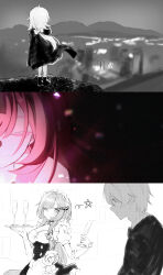 Rule 34 | 1boy, 1girl, ;), absurdres, apron, breasts, commentary, cup, dress, elysia (honkai impact), elysia (miss pink) (honkai impact), elysia (miss pink elf) (honkai impact), fake horns, formal clothes, highres, holding, holding cup, holding plate, honkai (series), honkai impact 3rd, horizon, horns, kevin kaslana, long hair, maid, maid apron, maid headdress, mi (27782900), official alternate costume, one eye closed, partially colored, pink hair, plate, short hair, smile, suit, thumbnail collage