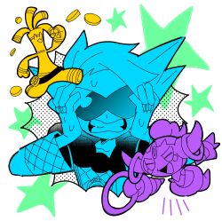 Rule 34 | 1boy, absurdres, gen 6 pokemon, gholdengo, hands on own face, highres, hoopa, hoopa (confined), horns, jewelry, k lisl, lear (pokemon), lear (sygna suit) (pokemon), legendary pokemon, male focus, multiple rings, mythical pokemon, nintendo, official alternate costume, pokemon, pokemon (creature), pokemon masters ex, ring, smile, star (symbol), sweat, teeth
