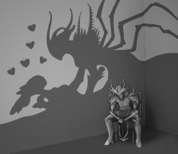 1boy 2girls absurdres chair commission cuck_chair_(meme) highres implied_sex meme multiple_girls netorare oberon_(warframe) on_chair oraxia_(warframe) silhouette sitting tabard titania_(warframe) warframe yuri zoctopode