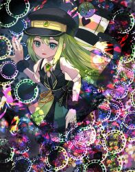 1girl alina_gray black_vest collared_shirt green_eyes green_hair highres long_hair looking_at_viewer magical_girl mahou_shoujo_madoka_magica mahou_shoujo_madoka_magica_magia_exedra plusplushm shirt solo vest white_shirt witch&#039;s_labyrinth