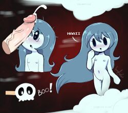 1girl absurdres black_eyes blue_hair highres loli nipples nude penis pussy spooky&#039;s_house_of_jump_scares spooky_(shojs)