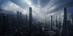 3d city cityscape highres mass_effect_(series) mass_effect_1 no_humans outdoors scenery science_fiction sky