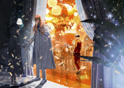 3girls 6+boys :o absurdres ahoge alternate_costume animal_ears antonio_salieri_(fate) arjuna_(fate) arjuna_alter_(fate) asclepius_(fate) ascot barefoot black_choker black_eyes black_footwear black_gloves black_hair black_hairband black_necktie black_shirt black_socks blonde_hair blood blood_from_mouth blue_ascot blue_brooch blue_eyes body_markings boots bow bowtie brooch brown_hair brown_jacket brown_pants brown_pantyhose brown_suit brown_vest caenis_(fate) cape chair chandelier choker cloak closed_mouth collarbone curtains dark-skinned_female dark-skinned_male dark_skin earrings ereshkigal_(fate) fate/grand_order fate_(series) feathers formal_clothes fou_(fate) frilled_sleeves frills front-tie_shorts fujimaru_ritsuka_(male) glasses gloves green_cloak green_eyes grey_hair grin hair_between_eyes hair_bow hair_bun hair_over_one_eye hair_slicked_back hairband hand_in_pocket hand_up high_heels highres horse_ears imminent_hand_holding instrument jacket jason_(fate) jewelry kirschtaria_wodime lace-up_boots long_hair long_sleeves looking_at_another looking_down looking_to_the_side looking_up male_focus mash_kyrielight multiple_boys multiple_girls music necklace necktie on_chair open_mouth orange_bow orange_bowtie orange_jacket orange_pants orange_shirt orange_shoes orange_shorts orange_suit orange_vest pants pantyhose parted_lips party pendant piano picture_frame pino_(fate) playing_instrument playing_piano ponytail reaching red_bow red_eyes red_footwear red_socks shin&#039;i_(shini777) shirt shoes short_hair shorts sitting sleeve_cuffs smile socks standing suit suspenders teeth two_side_up vest voyager_(fate) walking wall_lamp wavy_hair white_cape white_feathers white_footwear white_gloves white_hair white_jacket white_pants white_shirt white_suit window wolfgang_amadeus_mozart_(fate)