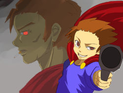 1boy brown_hair cape cigarette i_wanna_be_the_guy male_focus smoking solo the_father the_kid