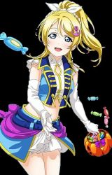 Rule 34 | 1girl, anchor hair ornament, aqua skirt, aqua vest, artist name, artist request, ayase eli, back bow, bare legs, bare shoulders, basket, belt, belt buckle, black background, blonde hair, blue belt, blue eyes, blush, bow, breasts, buckle, candy, clothing cutout, collared shirt, dancing stars on me!, dress shirt, elbow gloves, female focus, floating hair, food, frilled skirt, frills, gloves, hair between eyes, hair bow, hair ornament, hair scrunchie, high ponytail, holding, holding basket, layered skirt, long hair, looking at viewer, love live!, love live! school idol festival, love live! school idol project, miniskirt, navel, navel cutout, parted lips, plaid clothes, plaid skirt, pleated, pleated skirt, ponytail, purple bow, scrunchie, shirt, short hair, skirt, small breasts, smile, solo, white bow, white gloves, white scrunchie, white shirt, white skirt