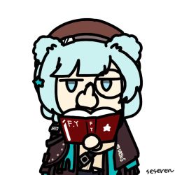 1girl adjusting_eyewear adjusting_monocle animal_ears animated animated_gif arknights book istina_(arknights) lowres monocle seseren