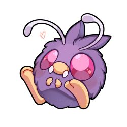 Rule 34 | absurdres, antennae, blush, bug, fang, gen 1 pokemon, heart, highres, nintendo, no humans, pink eyes, pokemon, pokemon (creature), sevi (seviyummy), signature, simple background, solo, venonat, white background