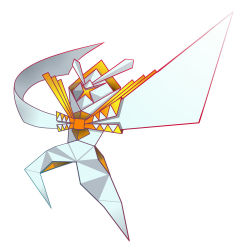 blurry commentary_request creatures_(company) full_body game_freak gen_7_pokemon kartana nintendo no_humans outline pokemon pokemon_(creature) pokemon_focus shuga_(mhwii) simple_background solo ultra_beast white_background