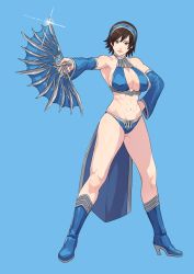 1girl abs breasts cosplay highres kazama_asuka kitana_(cosplay) large_breasts midway midway_games mortal_kombat_(series) namco solo tekken