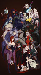 ! 2boys 6+girls :d :o absurdres alucard_(hellsing) alucard_(hellsing)_(cosplay) android angel_wings animal_costume animal_ears animal_print apron ascot axe bad_id bad_pixiv_id bandages bare_shoulders barefoot bat_print bat_wings batman_(series) beowulf_(skullgirls) big_band black_background black_eyes black_footwear black_hair blood blood_on_clothes blood_on_face bloody_marie_(skullgirls) bloody_weapon blue_eyes blue_hair blue_skin blunt_bangs bodysuit boots bow bowtie breast_hold breasts bridal_gauntlets bridal_veil bride brown_hair buttons capcom cerebella_(skullgirls) chainsaw claws cleavage closed_mouth clothing_cutout colored_skin corpse_bride cosplay covered_navel covering_face covering_privates crossed_arms crossover dark_skin darkstalkers dc_comics demon_girl disembodied_head doctor_octopus doctor_octopus_(cosplay) doctor_who double_(skullgirls) dragon dress eliza_(skullgirls) emily_(corpse_bride) epaulettes everyone expressionless extra_arms extra_eyes extra_mouth eyebrows eyepatch eyeshadow facial_mark fangs feathers filia_(skullgirls) five_nights_at_freddy&#039;s flipped_hair foxy_(fnaf) foxy_(fnaf)_(cosplay) friday_the_13th frills fukua_(skullgirls) full_body fur fur_trim gallon_(cosplay) ganno glasses gloves glowing glowing_eyes green_hair green_lips grey_hair grin hair_ornament hair_over_one_eye hairband half-closed_eyes halloween hand_on_own_hip hands_on_own_face hands_on_own_knees harley_quinn harley_quinn_(cosplay) harness hat head_wings headless headless_horseman heart heart_cutout hellsing high_heel_boots high_heels highleg highleg_leotard highres hockey_mask holding holding_weapon hook hook_hand horse huge_weapon index_finger_raised jason_voorhees jason_voorhees_(cosplay) jedah_dohma jedah_dohma_(cosplay) joints jon_talbain knee_boots konami lace large_breasts leaning_forward leotard leviathan_(skullgirls) lipstick long_hair long_sleeves looking_up machinery maid maid_apron maid_headdress makeup marvel mask military military_uniform monster_girl morrigan_aensland morrigan_aensland_(cosplay) ms._fortune_(skullgirls) multicolored_hair multiple_boys multiple_crossover multiple_girls muscular no_bra no_pupils nurse nurse_(silent_hill) nurse_(silent_hill)_(cosplay) nurse_cap open_mouth orange_hair outline painwheel_(skullgirls) pants pantyhose parasoul_(skullgirls) parted_bangs peacock_(skullgirls) pentagram pool_of_blood print_legwear purple_legwear purple_skin radio_antenna raised_eyebrows red_eyes red_hair robo-fortune robot robot_joints saddle samson_(skullgirls) sega shadow_the_hedgehog shadow_the_hedgehog_(cosplay) shamone_(skullgirls) sharp_teeth short_dress short_hair short_twintails shuriken silent_hill silent_hill_(series) simple_background skull_hair_ornament skullgirls smile sonic_(series) spider-man_(series) squigly_(skullgirls) standing stitched_mouth stitches strapless streaked_hair sunglasses tail taut_clothes teeth television tentacles the_ring thick_eyebrows tongue top_hat turtleneck twintails two-tone_hair valentine_(skullgirls) veil very_long_hair vest vice-versa_(skullgirls) waist_apron waistcoat weapon wedding_dress weeping_angel weeping_angel_(cosplay) werewolf white_hair wings yamamura_sadako yamamura_sadako_(cosplay) yellow_eyes zombie