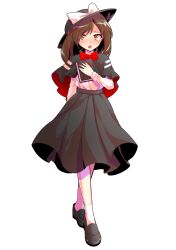 Rule 34 | 1girl, alphes (style), arm behind back, black capelet, black hat, black shoes, black skirt, blush, book, bow, bowtie, brown hair, capelet, commentary request, crossed legs, dairi, dr.latency&#039;s freak report, full body, hair between eyes, hat, hat bow, highres, holding, holding book, large variant set, loafers, long hair, long skirt, long sleeves, parody, red bow, red bowtie, shirt, shoes, skirt, socks, solo, standing, style parody, tachi-e, touhou, transparent background, usami renko, variant set, watson cross, white bow, white shirt, white socks